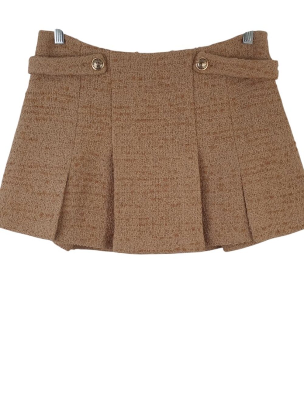 ASTR The Label Bronwyn Camel Brown Pleated Tweed Skort Womens L